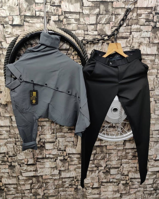 Men's Full Sleeve Formal Shirt & Lycra Pant Combo